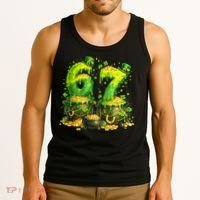 Six Seven Meme 67 St Patricks Day Shamrock Tank Top thumb 3