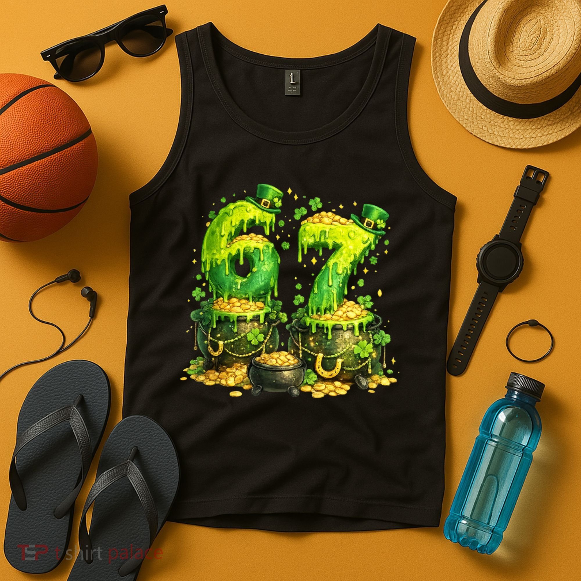 Six Seven Meme 67 St Patricks Day Shamrock Tank Top