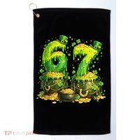 Six Seven Meme 67 St Patricks Day Shamrock Golf Towel thumb 0