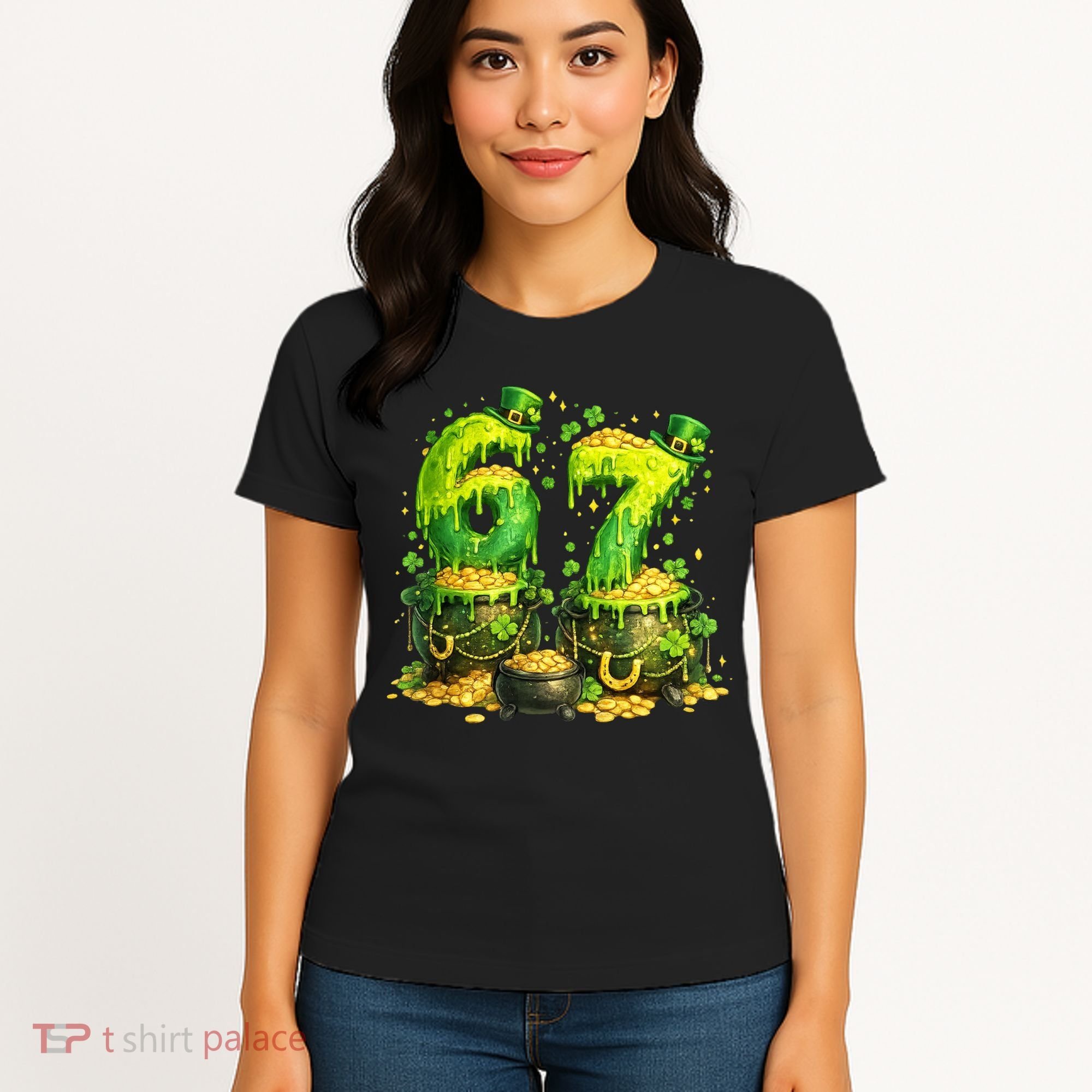 Six Seven Meme 67 St Patricks Day Shamrock Women's T-Shirt