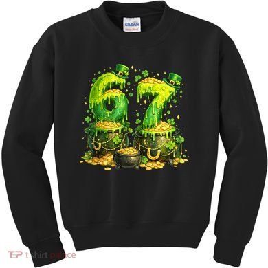 Six Seven Meme 67 St Patricks Day Shamrock Kids Sweatshirt