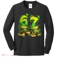 Six Seven Meme 67 St Patricks Day Shamrock Kids Long Sleeve Shirt thumb 0