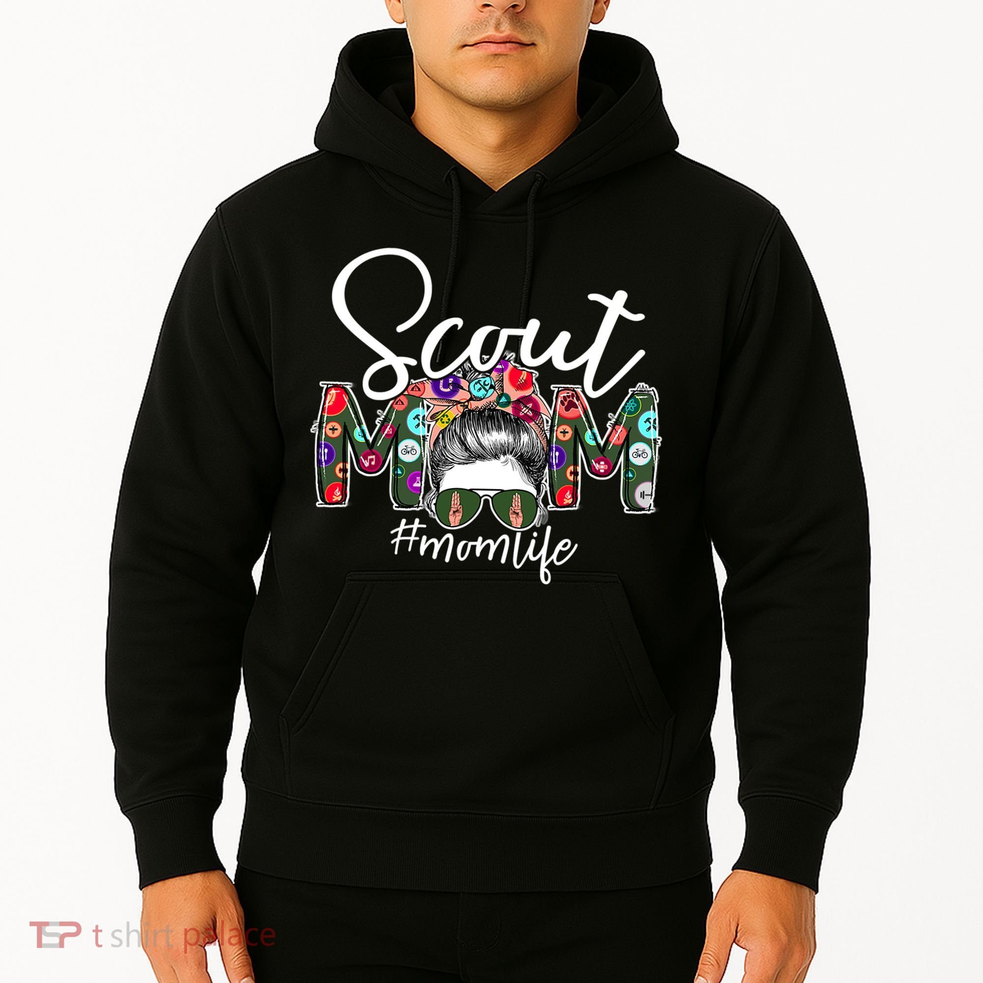 Scouting Scout Mom Life Messy Bun Hair Hoodie