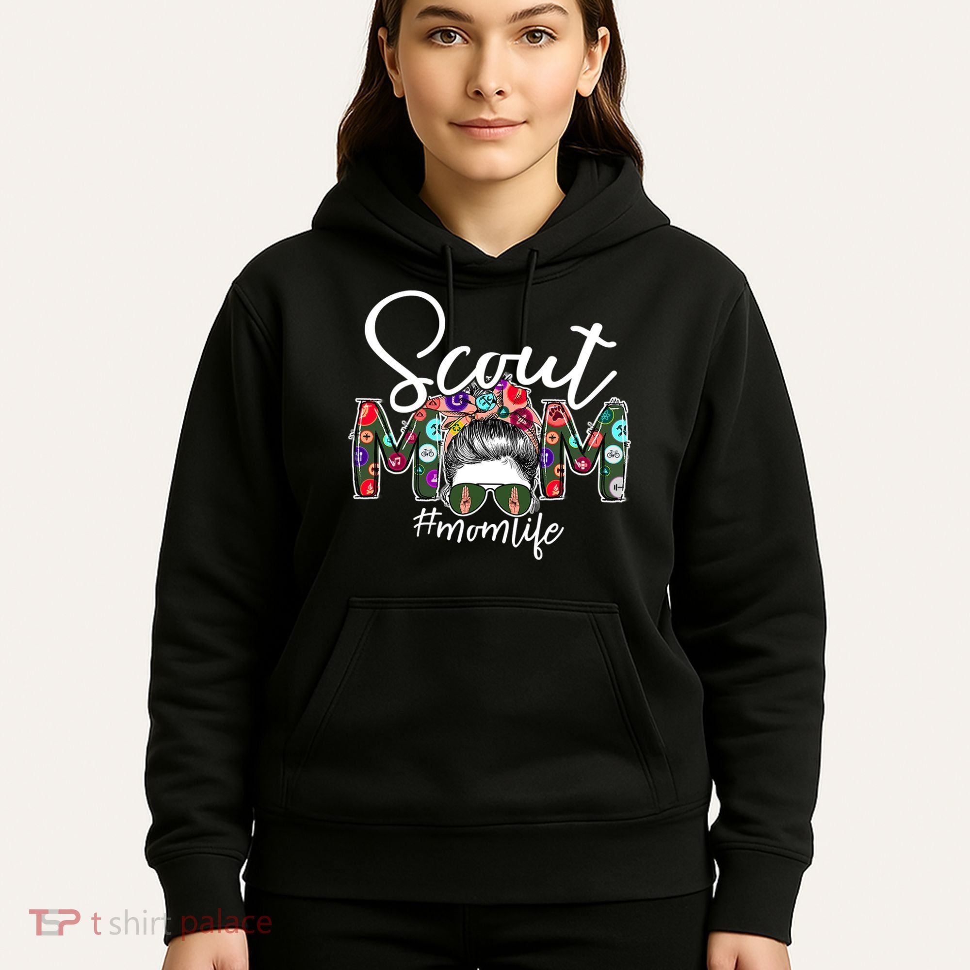 Scouting Scout Mom Life Messy Bun Hair Hoodie