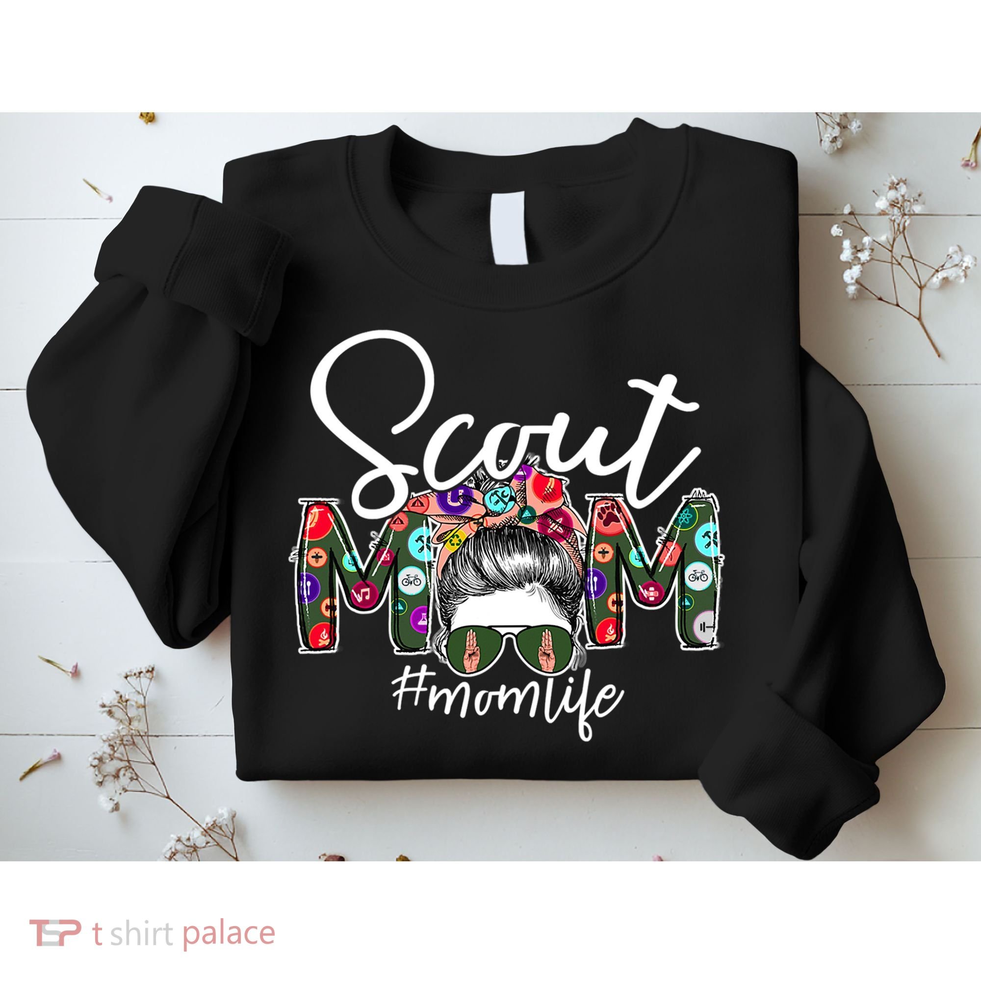 Scouting Scout Mom Life Messy Bun Hair Sweatshirt
