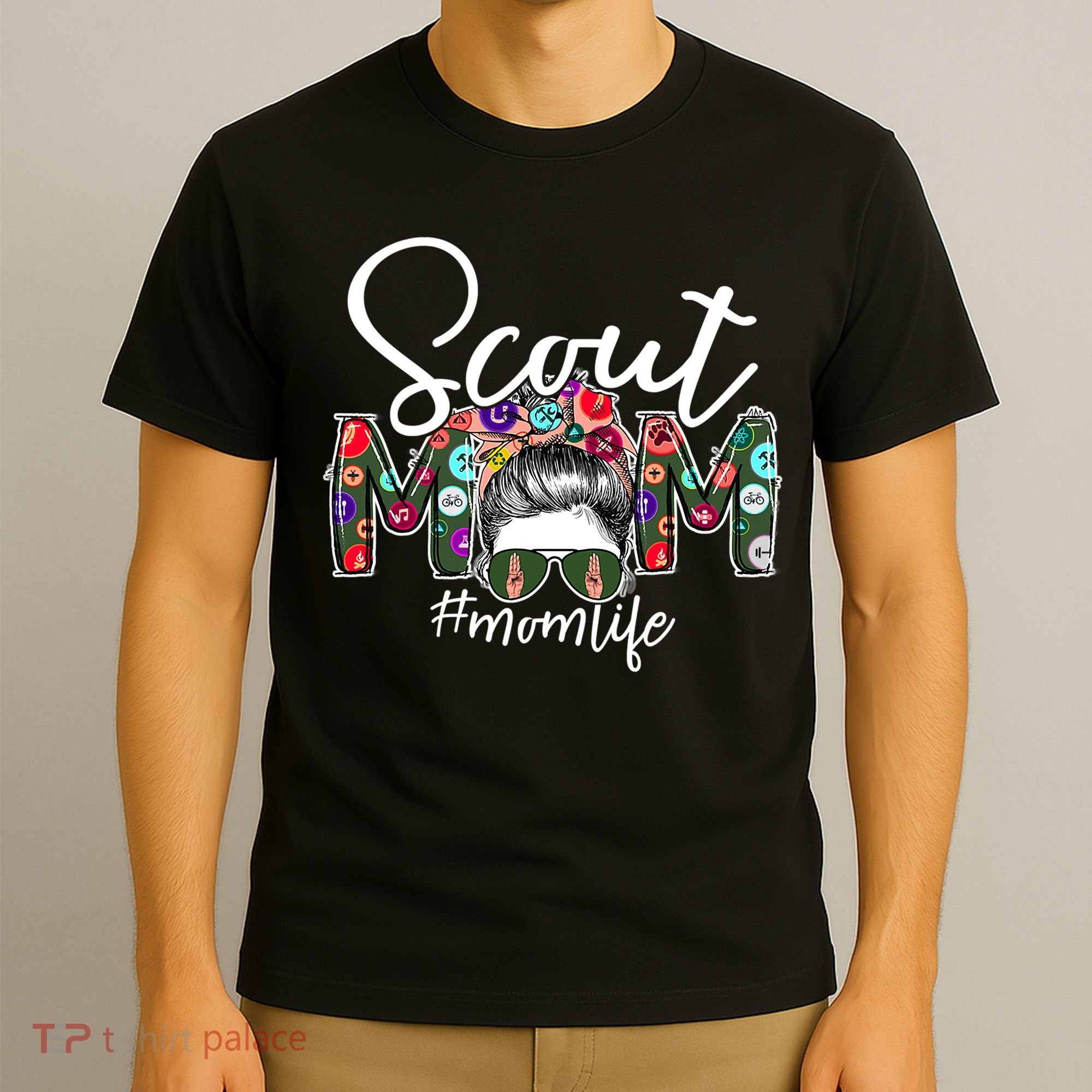Scouting Scout Mom Life Messy Bun Hair T-Shirt