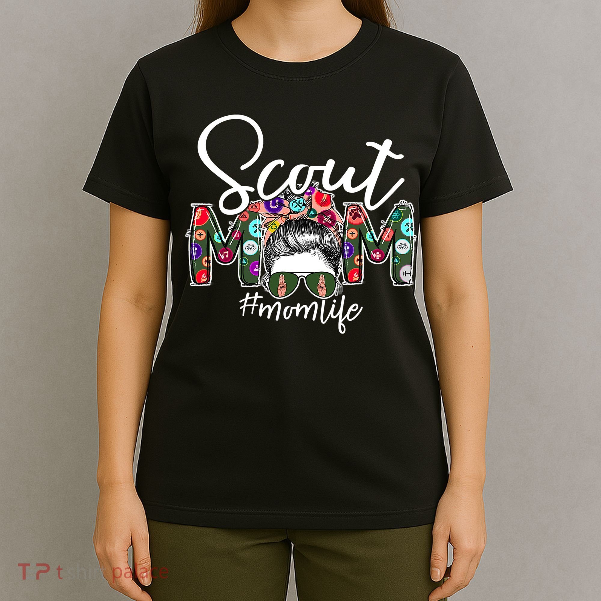 Scouting Scout Mom Life Messy Bun Hair T-Shirt