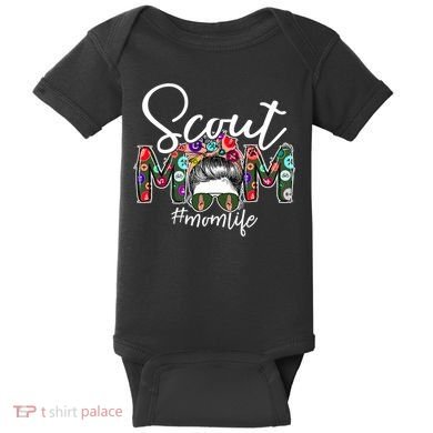Scouting Scout Mom Life Messy Bun Hair Baby Bodysuit