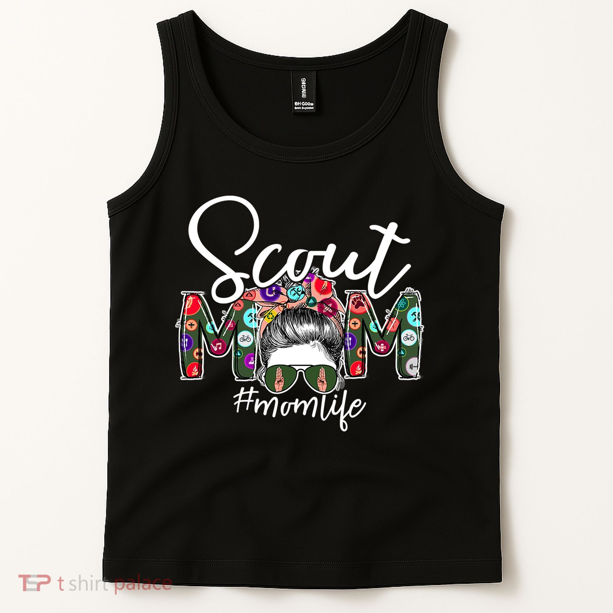 Scouting Scout Mom Life Messy Bun Hair Tank Top