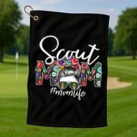 Scouting Scout Mom Life Messy Bun Hair Golf Towel thumb 1
