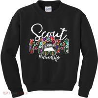 Scouting Scout Mom Life Messy Bun Hair Kids Sweatshirt thumb 0