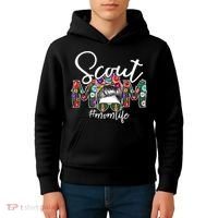 Scouting Scout Mom Life Messy Bun Hair Kids Hoodie thumb 4