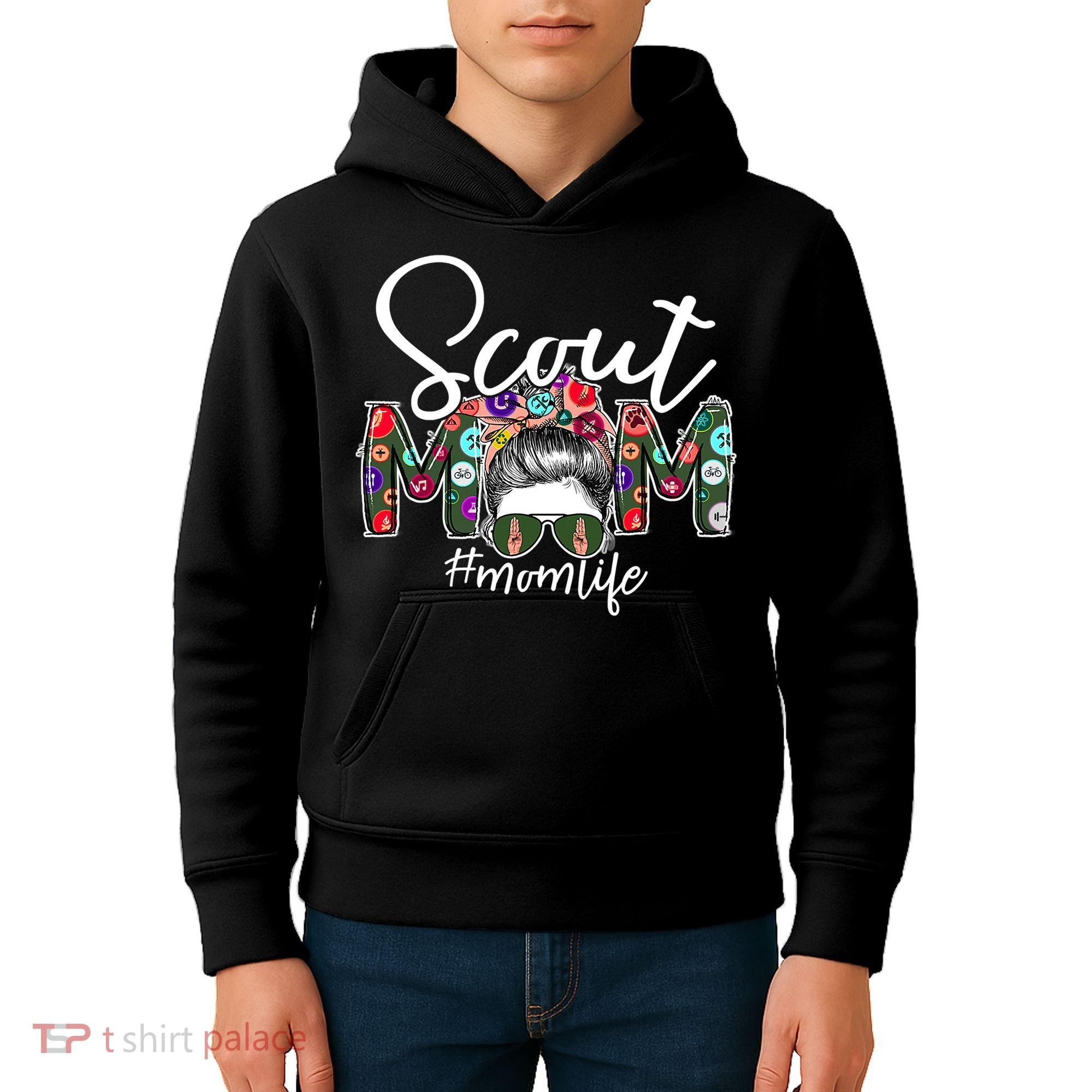 Scouting Scout Mom Life Messy Bun Hair Kids Hoodie