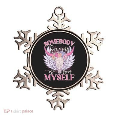 Somebody Save Me Me From Myself Vintage Boho Cow Skull Ornament