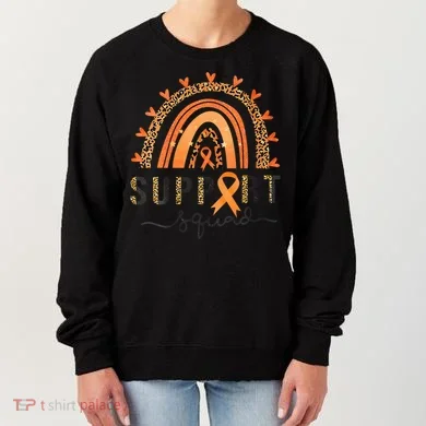 Support Squad Multiple Sclerosis Awareness Leopard Orange Women's Sweatshirt