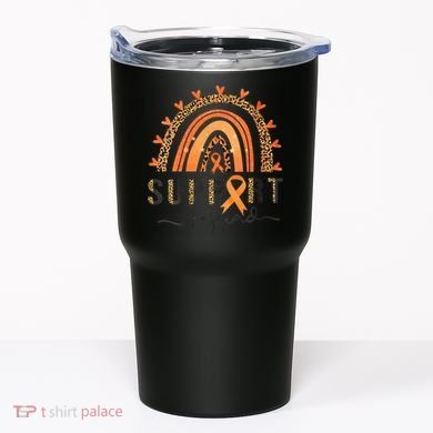 Support Squad Multiple Sclerosis Awareness Leopard Orange Tumbler