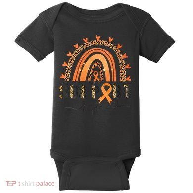 Support Squad Multiple Sclerosis Awareness Leopard Orange Baby Bodysuit