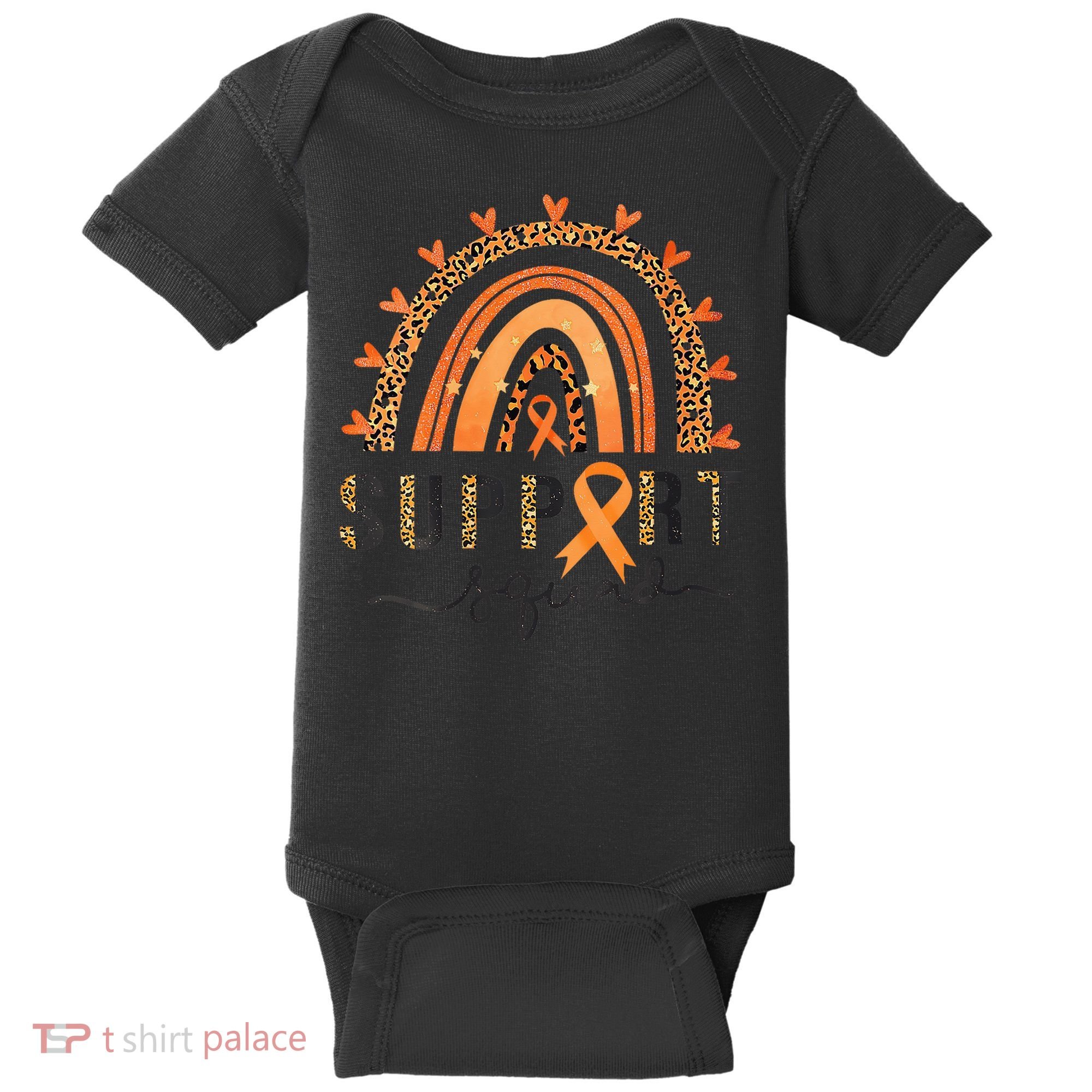Support Squad Multiple Sclerosis Awareness Leopard Orange Baby Bodysuit