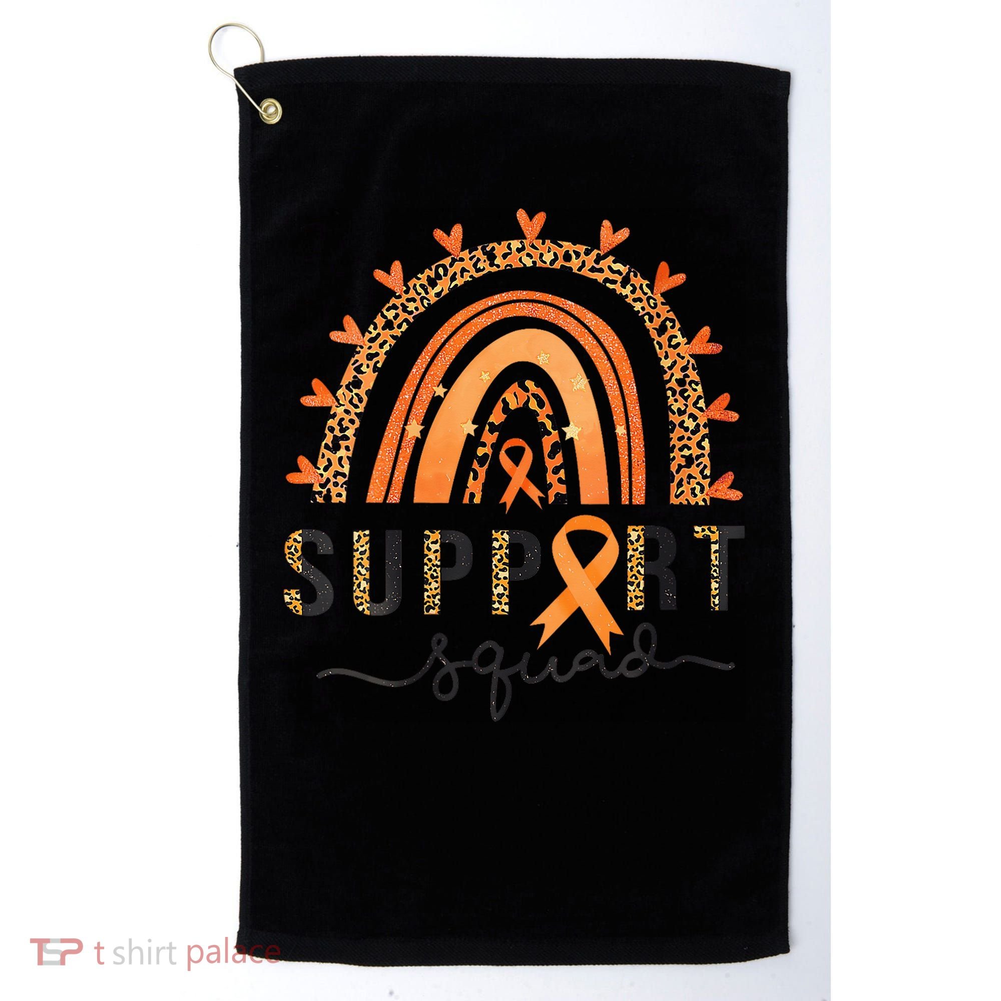 Support Squad Multiple Sclerosis Awareness Leopard Orange Golf Towel
