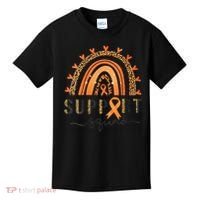 Support Squad Multiple Sclerosis Awareness Leopard Orange Kids T-Shirt thumb 0