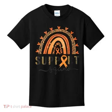 Support Squad Multiple Sclerosis Awareness Leopard Orange Kids T-Shirt