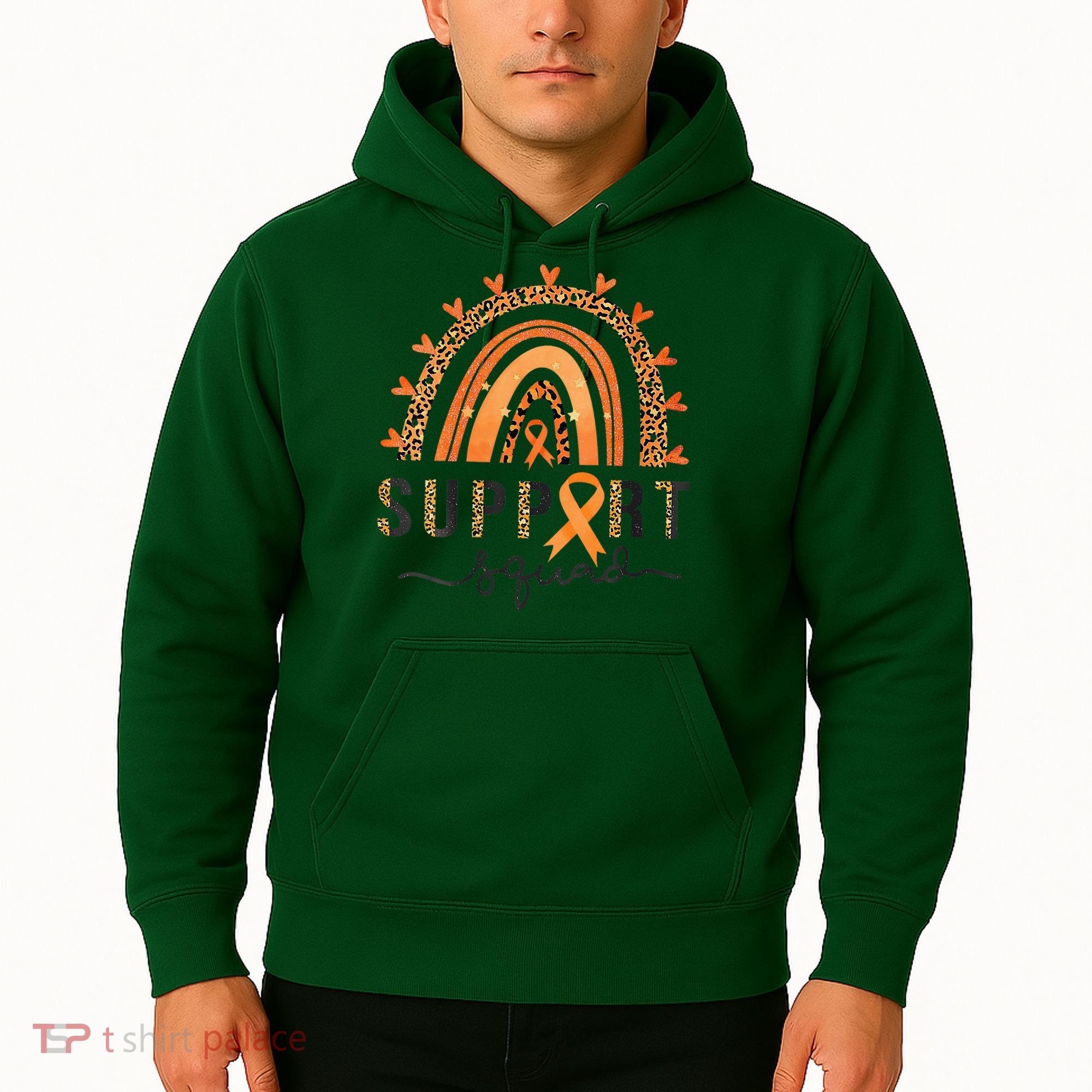 Support Squad Multiple Sclerosis Awareness Leopard Orange Hoodie
