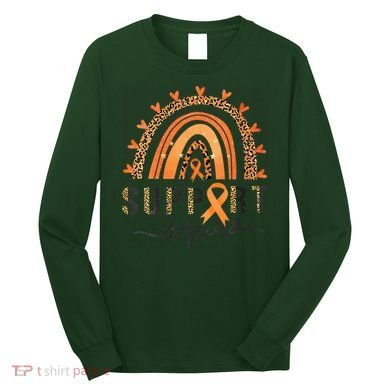 Support Squad Multiple Sclerosis Awareness Leopard Orange Long Sleeve Shirt