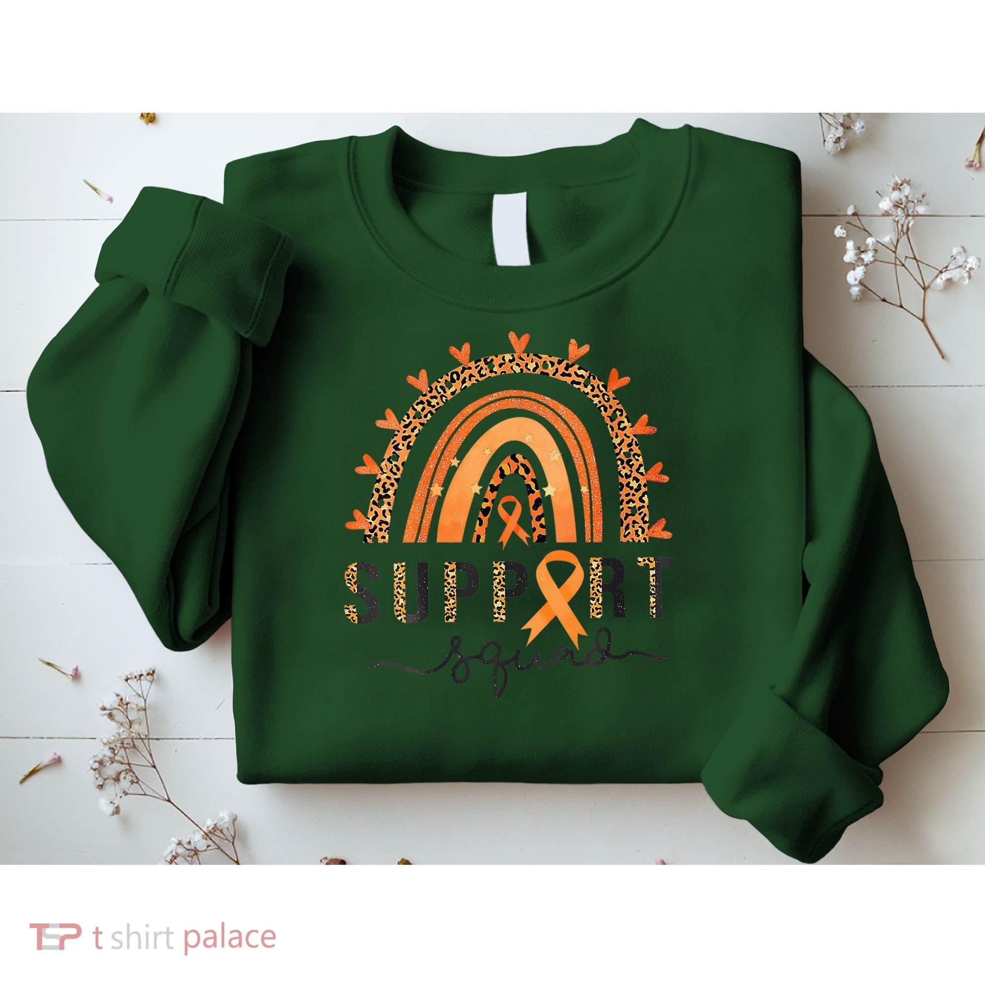 Support Squad Multiple Sclerosis Awareness Leopard Orange Sweatshirt