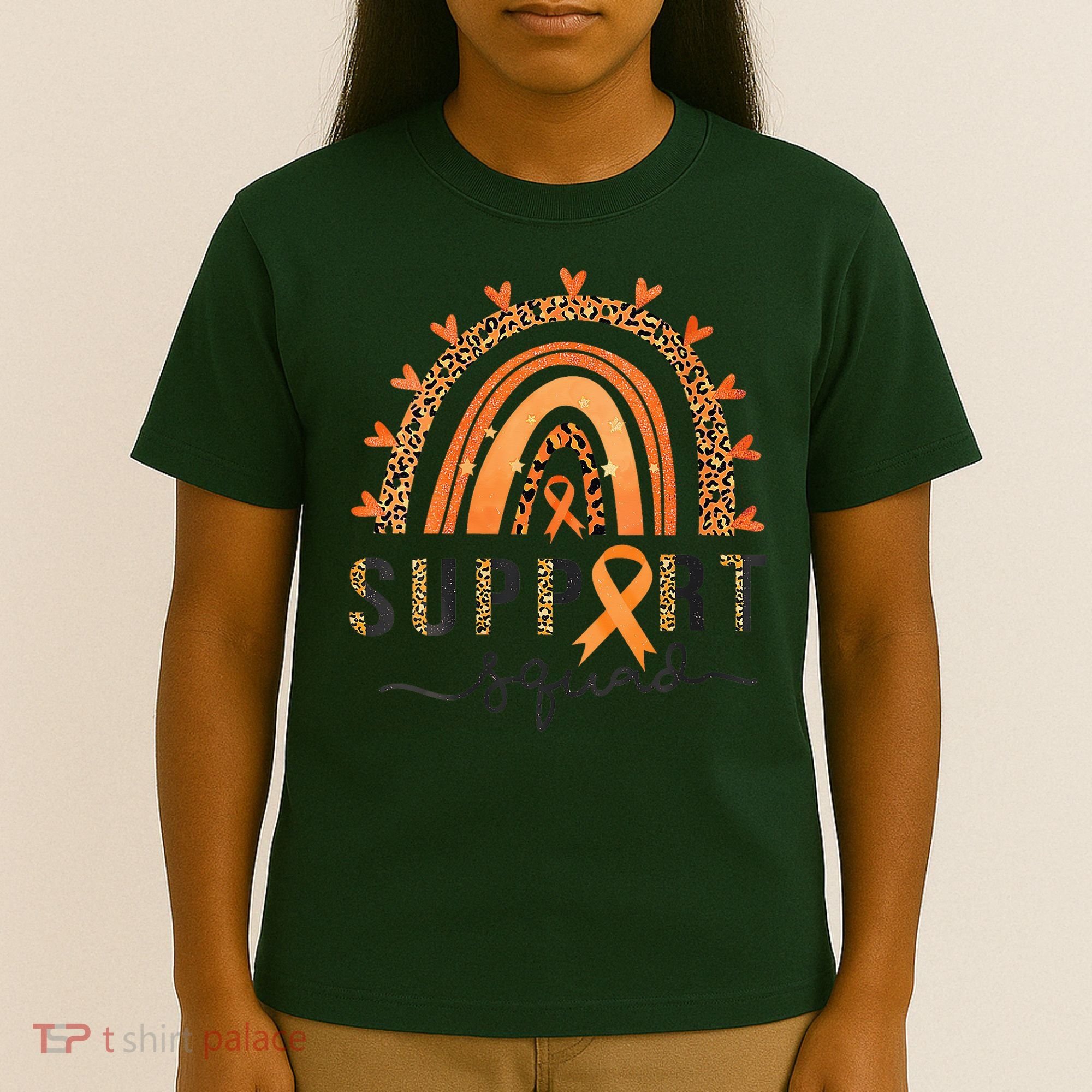 Support Squad Multiple Sclerosis Awareness Leopard Orange T-Shirt