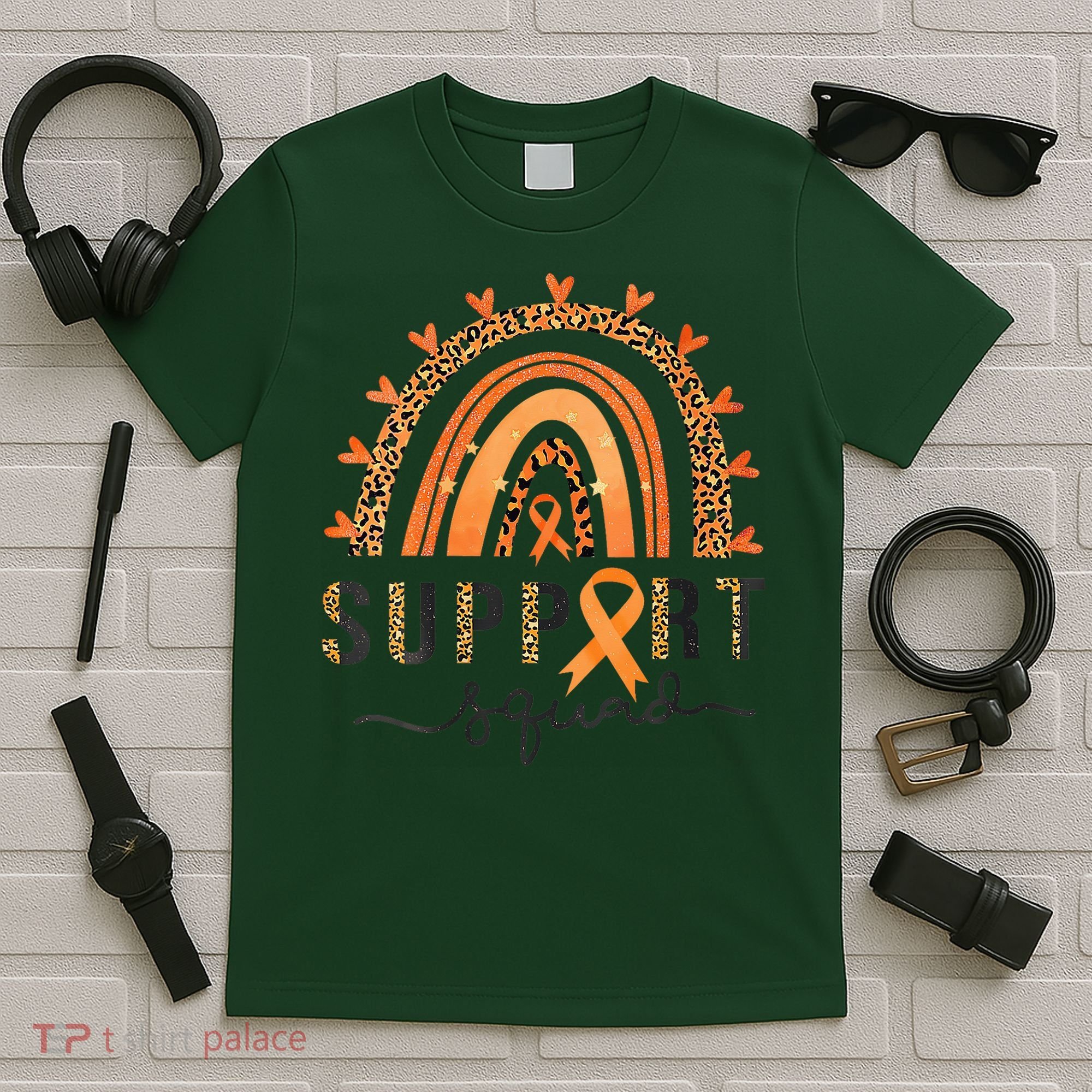 Support Squad Multiple Sclerosis Awareness Leopard Orange T-Shirt