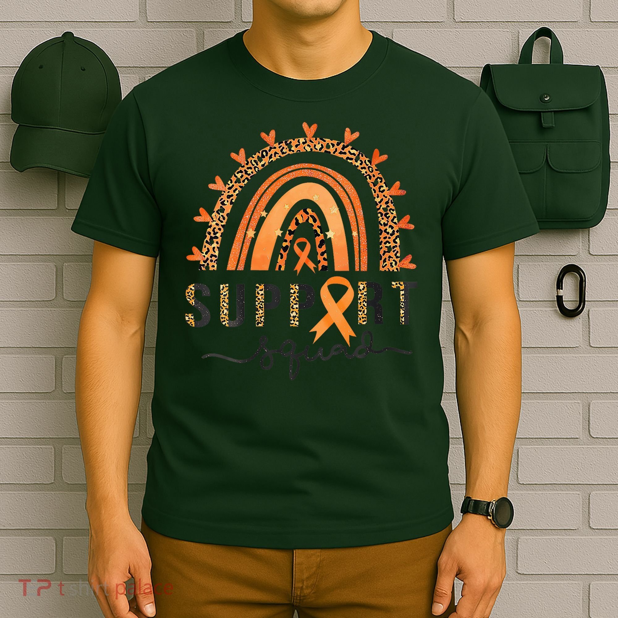 Support Squad Multiple Sclerosis Awareness Leopard Orange T-Shirt