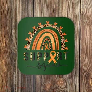 Support Squad Multiple Sclerosis Awareness Leopard Orange Coaster