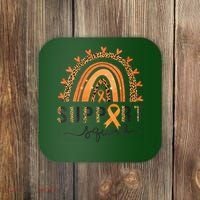 Support Squad Multiple Sclerosis Awareness Leopard Orange Coaster thumb 0