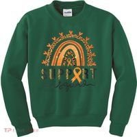Support Squad Multiple Sclerosis Awareness Leopard Orange Kids Sweatshirt thumb 0