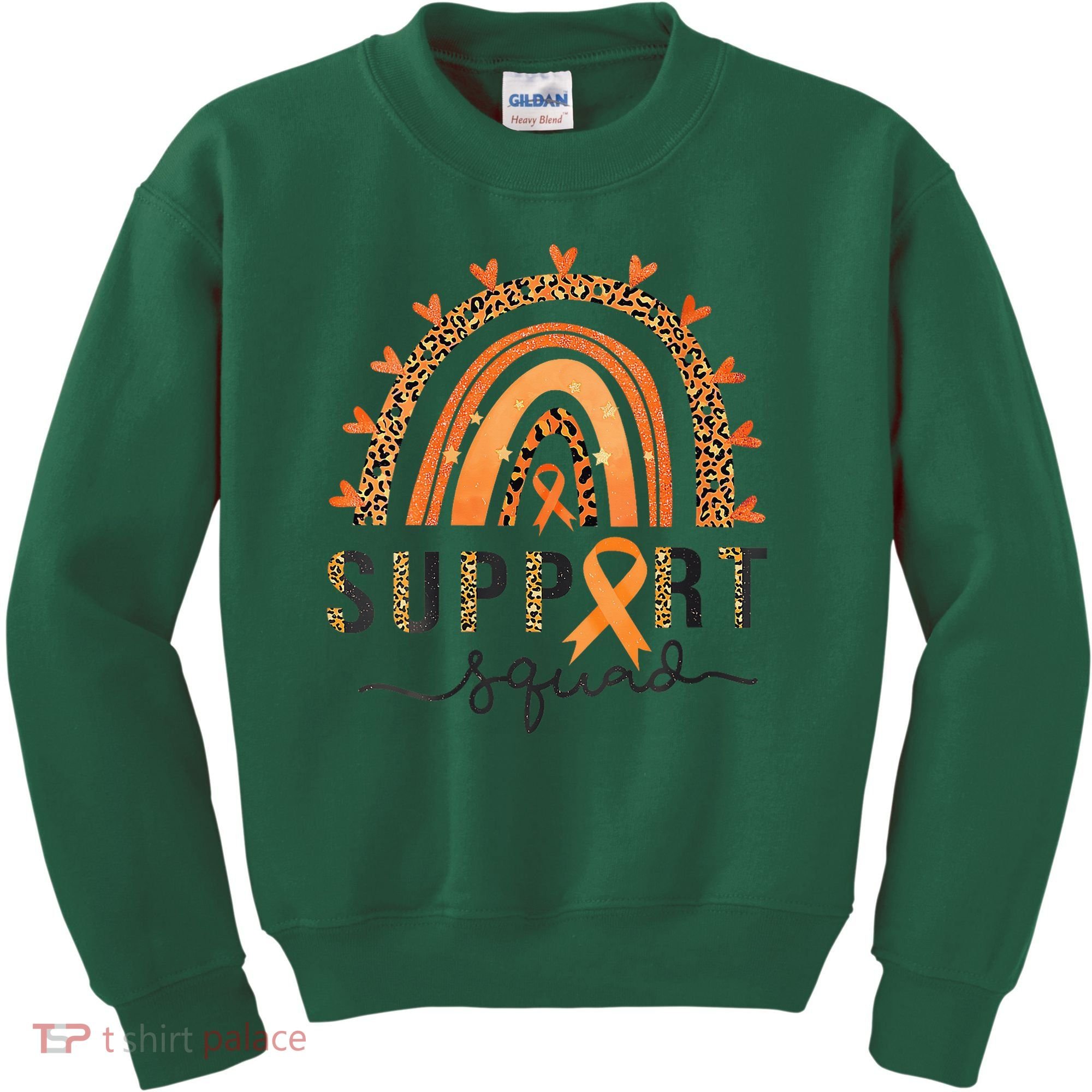 Support Squad Multiple Sclerosis Awareness Leopard Orange Kids Sweatshirt