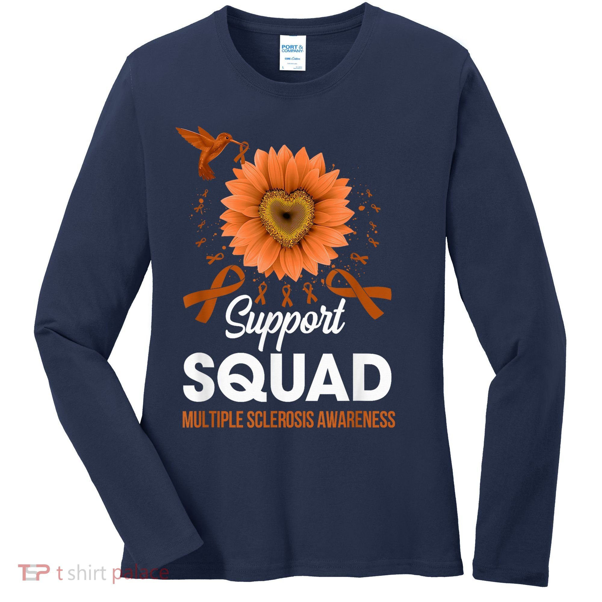 Support Squad Multiple Sclerosis Awareness Sunflower Women's Long Sleeve Shirt