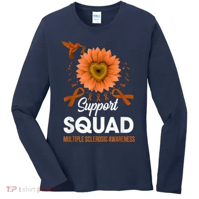 Support Squad Multiple Sclerosis Awareness Sunflower Women's Long Sleeve Shirt