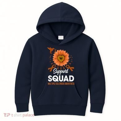 Support Squad Multiple Sclerosis Awareness Sunflower Kids Hoodie