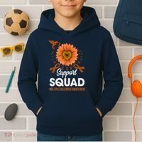 Support Squad Multiple Sclerosis Awareness Sunflower Kids Hoodie thumb 2