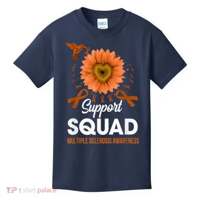 Support Squad Multiple Sclerosis Awareness Sunflower Kids T-Shirt