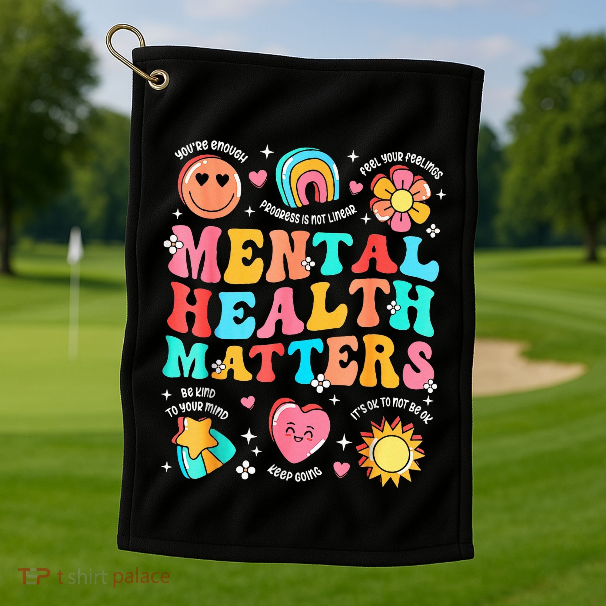 Support Squad Mental Health Awareness Lime Green Golf Towel