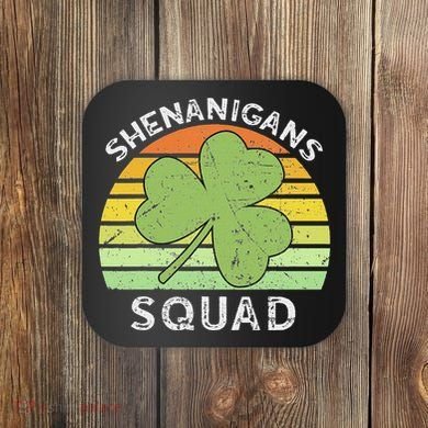 Shenanigans Squad Matching Vintage St Patricks Day Group Fun Coaster