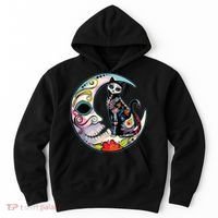Sugar Skull Moon Cat Mexican Day Of Dead Dia De Los Muertos Hoodie thumb 0