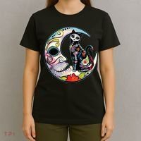 Sugar Skull Moon Cat Mexican Day Of Dead Dia De Los Muertos T-Shirt thumb 4