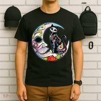 Sugar Skull Moon Cat Mexican Day Of Dead Dia De Los Muertos T-Shirt thumb 6
