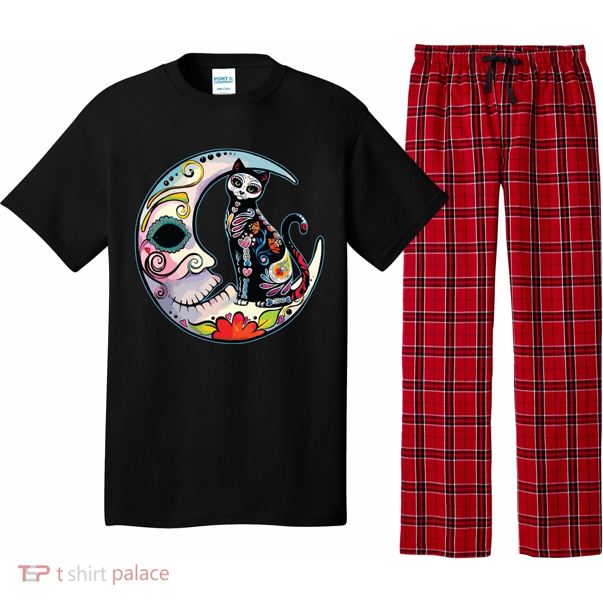 Sugar Skull Moon Cat Mexican Day Of Dead Dia De Los Muertos Pajama Set