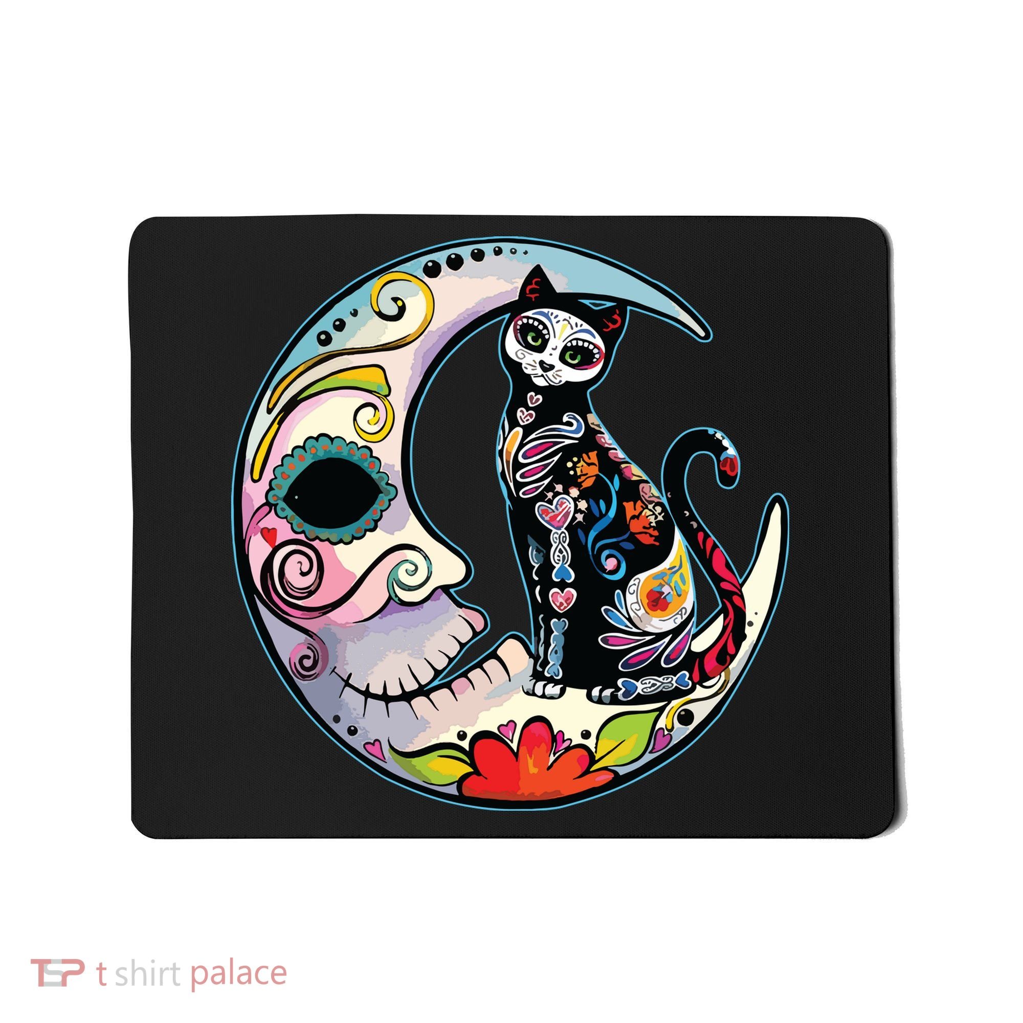 Sugar Skull Moon Cat Mexican Day Of Dead Dia De Los Muertos Mousepad