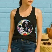 Sugar Skull Moon Cat Mexican Day Of Dead Dia De Los Muertos Women's Tank Top thumb 2