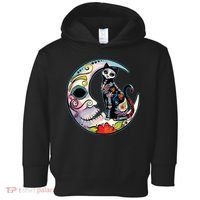 Sugar Skull Moon Cat Mexican Day Of Dead Dia De Los Muertos Toddler Hoodie thumb 0