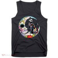 Sugar Skull Moon Cat Mexican Day Of Dead Dia De Los Muertos Tank Top thumb 0